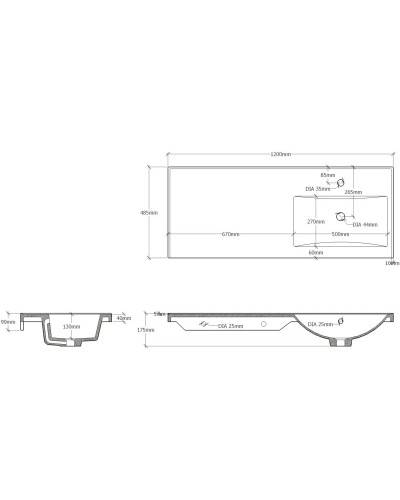 Раковина над стиральной машиной 120х48,5 см Onika 612002