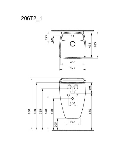 Раковина 47,5х48,5 см Ambassador Benefit 206T20201