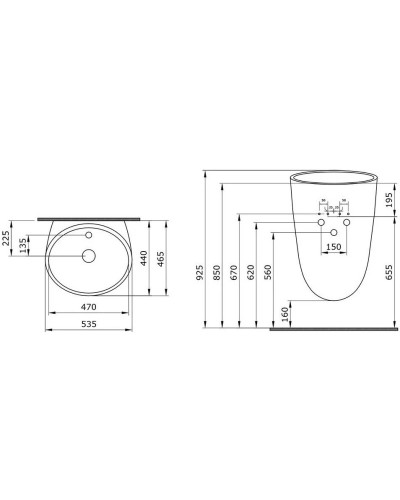 Раковина 53,5х46,5 см Ambassador Queen 116T20002