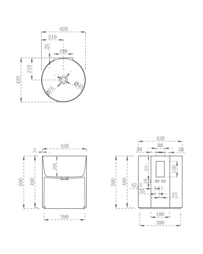Раковина 42х42 см Abber Kristall AT2704Rubin