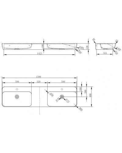 Раковина 150х40 см Abber Kristall AT2807Rubin