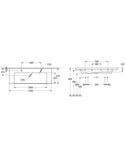 Раковина 130х47,5 см Villeroy & Boch Subway 3.0 4A70D401