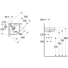 Раковина 32х32 см Villeroy & Boch Subway 3.0 43714601