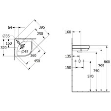 Раковина 32х32 см Villeroy & Boch Subway 3.0 43714601