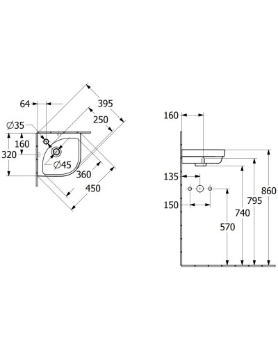Раковина 32х32 см Villeroy & Boch Subway 3.0 43714601