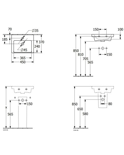 Раковина 45х37см Villeroy & Boch Subway 3.0 43704501