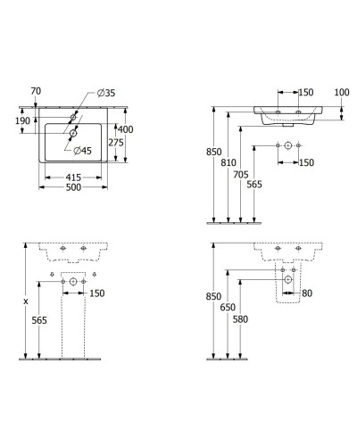 Раковина 50х40см Villeroy & Boch Subway 3.0 43705101