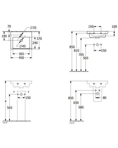 Раковина 45х37см Villeroy & Boch Subway 3.0 43704601