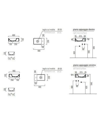 Раковина 40х23 см GSI Kube X 9484015