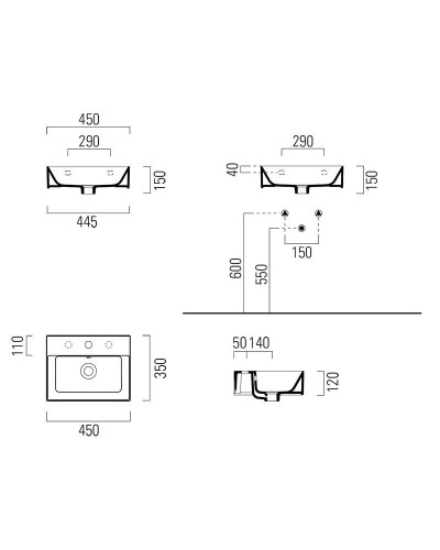 Раковина 45х35 см GSI Kube X 9485109