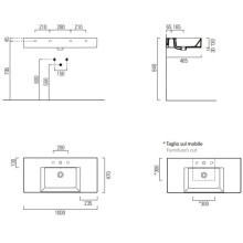 Раковина 100х47 см GSI Kube X 9451111