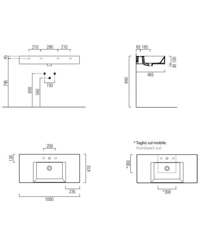 Раковина 100х47 см GSI Kube X 9451111