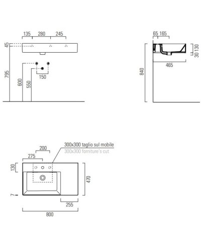 Раковина 80х47 см GSI Kube X 9456111