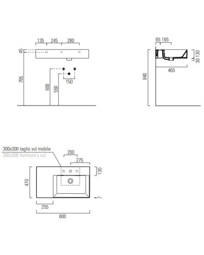 Раковина 80х47 см GSI Kube X 9457111