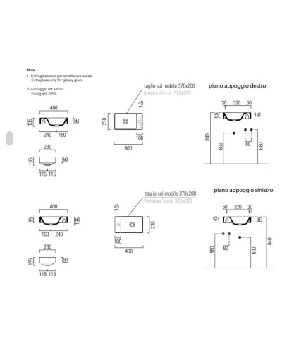 Раковина 40х23 см GSI Nubes 9636011