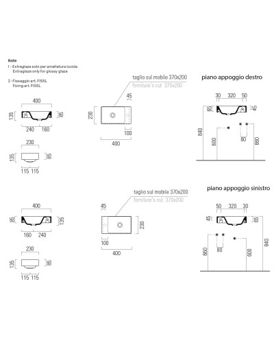 Раковина 40х23 см GSI Nubes 9636026
