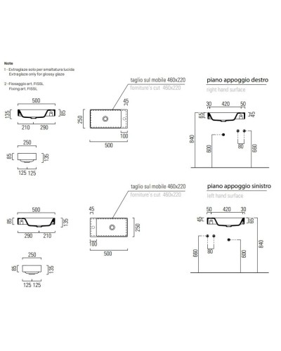 Раковина 50х25 см GSI Nubes 9637026