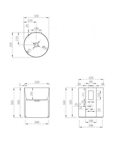 Раковина 42х42 см Abber Kristall AT2704Aquamarin
