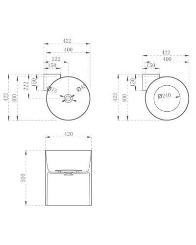Раковина 42,2х42,2 см Abber Kristall AT2705Opal