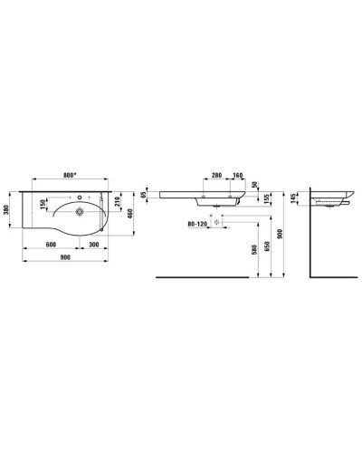 Подвесная раковина 90 см Laufen Palace 8.1670.1.000.104.1