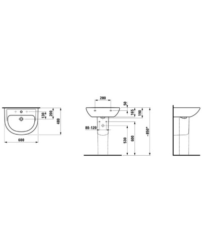 Раковина 60 см Laufen Pro B 8.1095.2.000.104.1