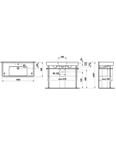 Раковина 105 см Laufen Pro A 8.1395.8.000.104.1