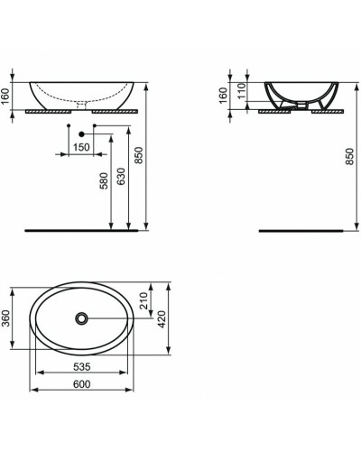 Раковина-чаша Ideal Standard Strada 60 K078401 Euro White