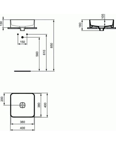 Раковина-чаша Ideal Standard Strada II Square Vessel 40 T296201 Euro White