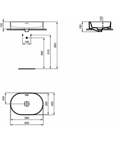 Раковина-чаша Ideal Standard Strada II Oval Vessel 60 T360401 Euro White