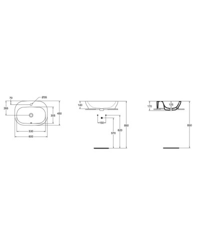 Раковина чаша 60 см Ideal Standard Active T054601