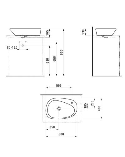 Раковина-чаша 60 см Laufen Palomba 8.1680.3.000.104.1
