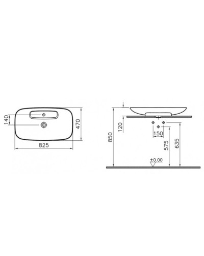 Раковина-чаша 82,5 см белый Vitra Memoria 5882B403-00041