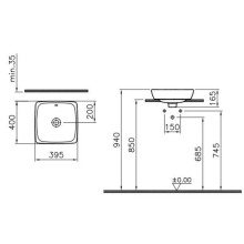 Раковина-чаша 39,5 см белый Vitra Metropole 5666B003-0012
