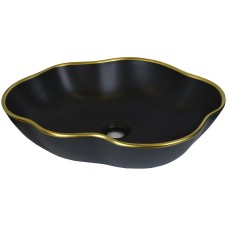 Раковина-чаша Bronze de Luxe 50 1395 Черная с золотым ободом