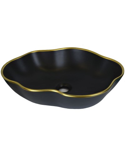 Раковина-чаша Bronze de Luxe 50 1395 Черная с золотым ободом