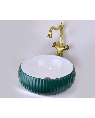 Раковина-чаша Bronze de Luxe 40 1382 Изумрудный глянец Белый глянец