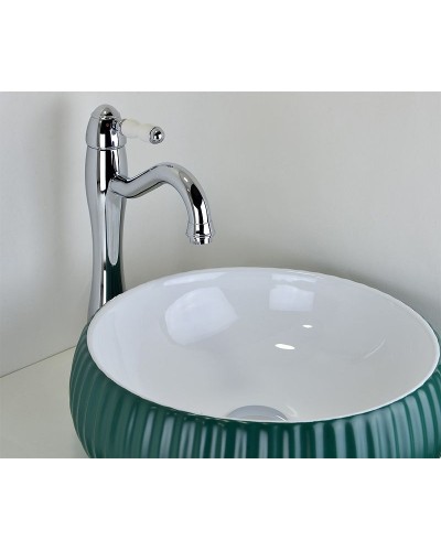 Раковина-чаша Bronze de Luxe 40 1382 Изумрудный глянец Белый глянец