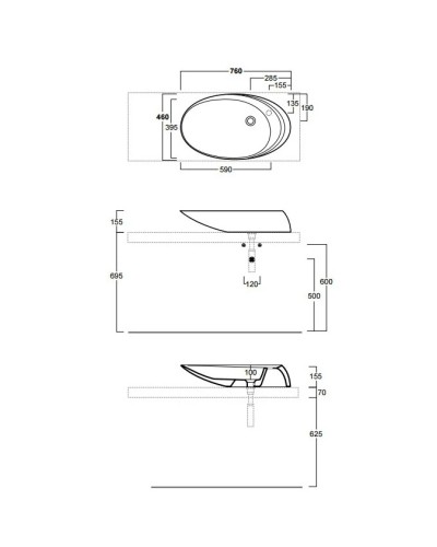 Раковина 76х46 см Simas Bohemien BO12bix1