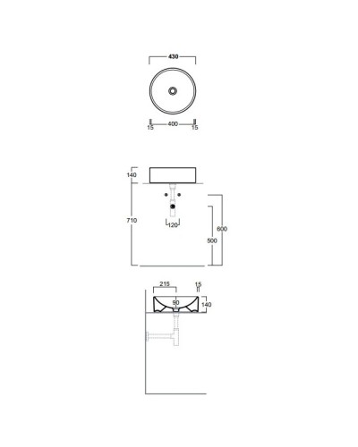 Раковина чаша 43х43 см Simas Flow FL10bi