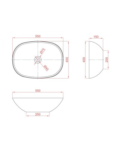 Раковина-чаша Montebianco Loreto Cinque 400 55 12023 Белая