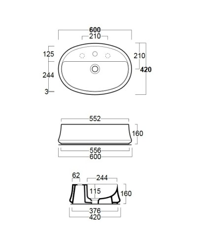 Раковина чаша 60х42 см Simas Sharp SH05bix1