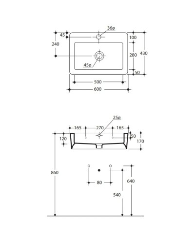 Раковина 60х43 см Kerasan Ego 324201x1
