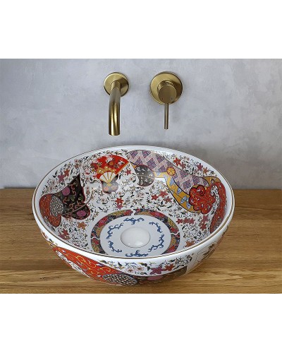 Раковина-чаша Bronze de Luxe Festival 40 2231 Красная с орнаментом