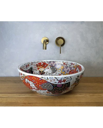 Раковина-чаша Bronze de Luxe Festival 40 2231 Красная с орнаментом