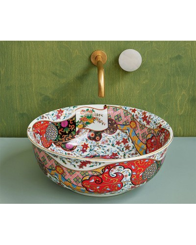 Раковина-чаша Bronze de Luxe Festival 40 2231 Красная с орнаментом