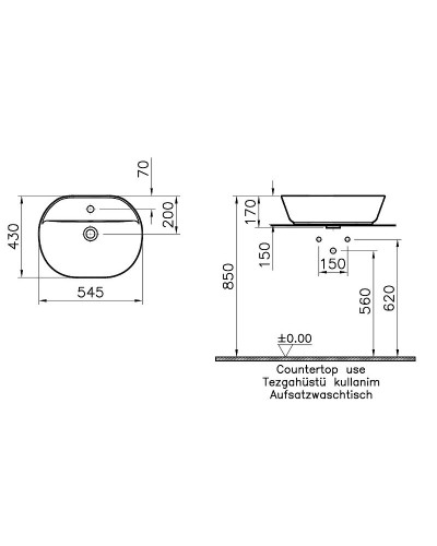 Раковина-чаша Vitra Geo 55 7428B003-0001 Белая