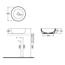 Раковина чаша 40х40 см Azzurra Elegance Circle ECI40bix0
