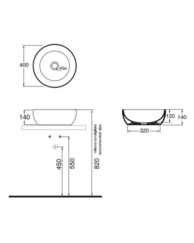Раковина чаша 40х40 см Azzurra Elegance Circle ECI40bix0