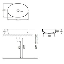 Раковина чаша 60х40 см Azzurra Elegance Circle ECI60bix0