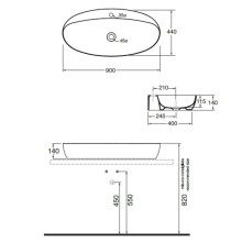 Раковина чаша 90х44 см Azzurra Elegance Circle ECI90Mbix1